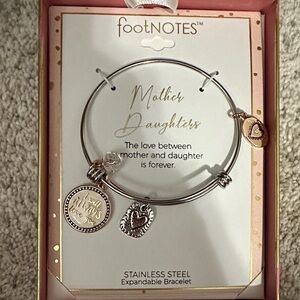 Mother-Daughter Stainless Steel Expandable Bracelet - Silver & Gold Charms